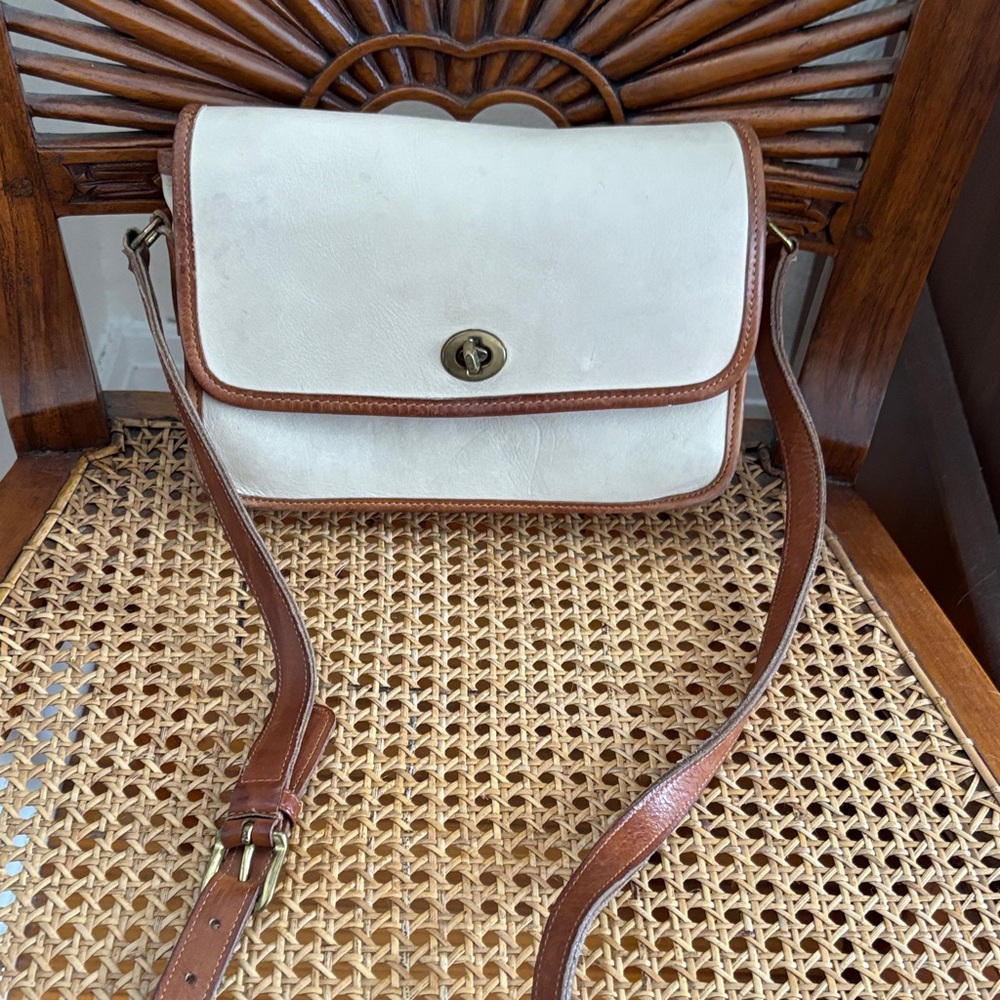 Coach Off White with Brown Trim Crossbody Bag